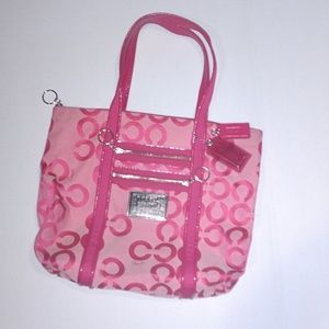 Auth Coach Poppy OpArt Glam Tote 14530 Pink Purse